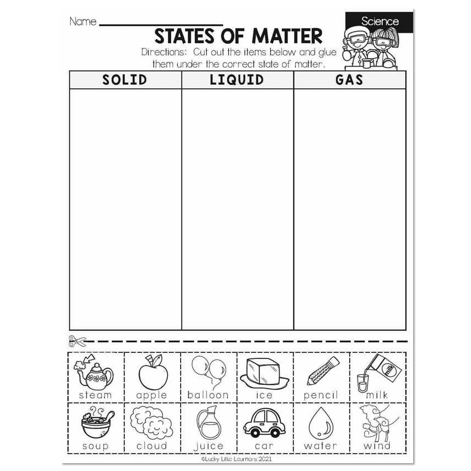 Winter - Early Finishers 2Nd Grade - Science - States Of Matter regarding Free Printable Science Worksheets For 2Nd Grade