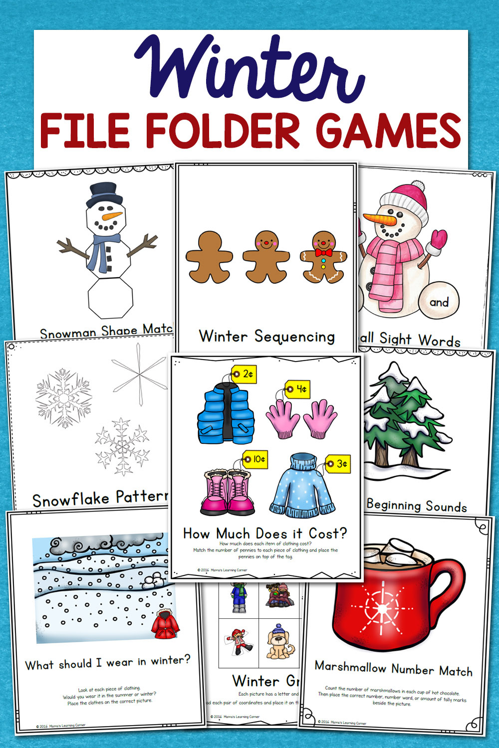 Winter File Folder Games – 10 Learning Activities - Mamas Learning for Free Printable File Folder Games