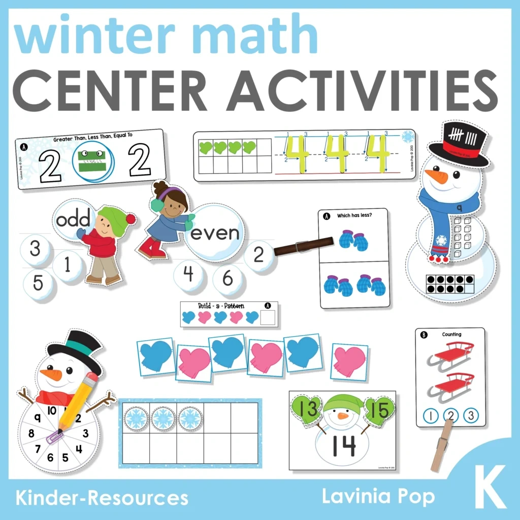 Winter Math Centers For Kindergarten - In My World intended for Free Printable Math Centers