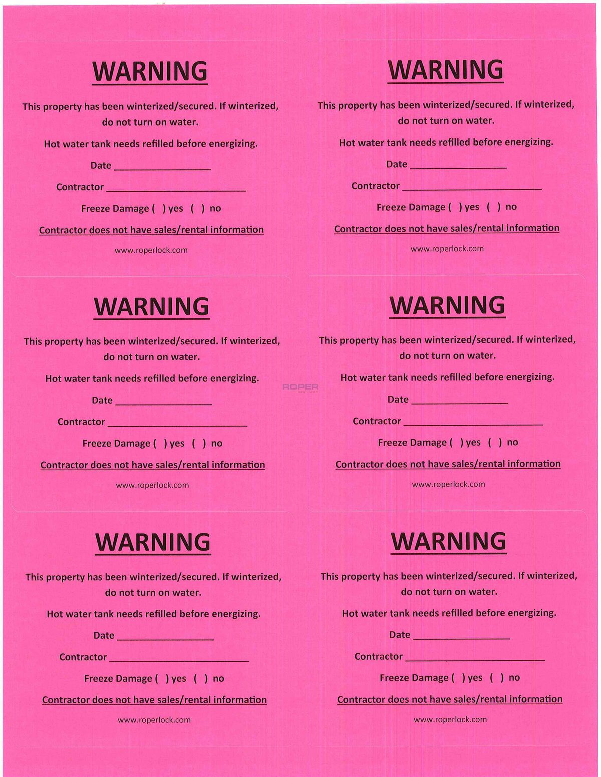 Winterization Signs - 5 Free Pdf Printables | Printablee for Free Printable Winterization Stickers