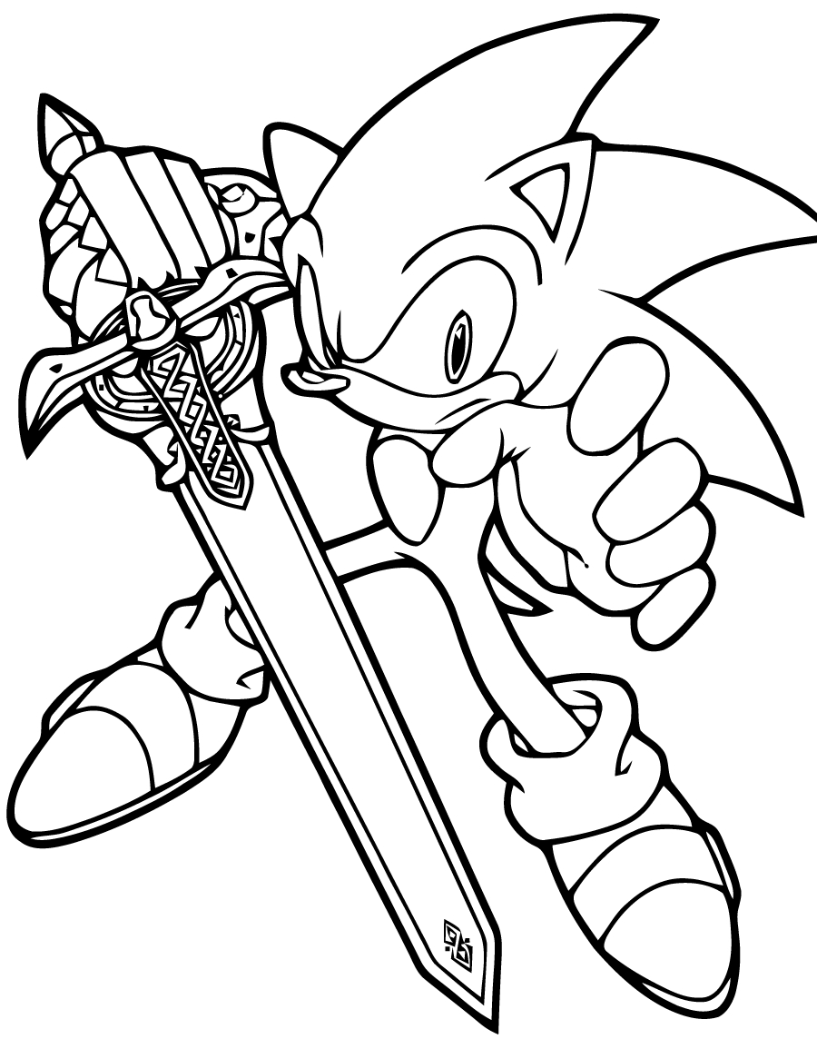 With A Sword - Sonic Coloring Pages intended for Sonic Coloring Pages Free Printable