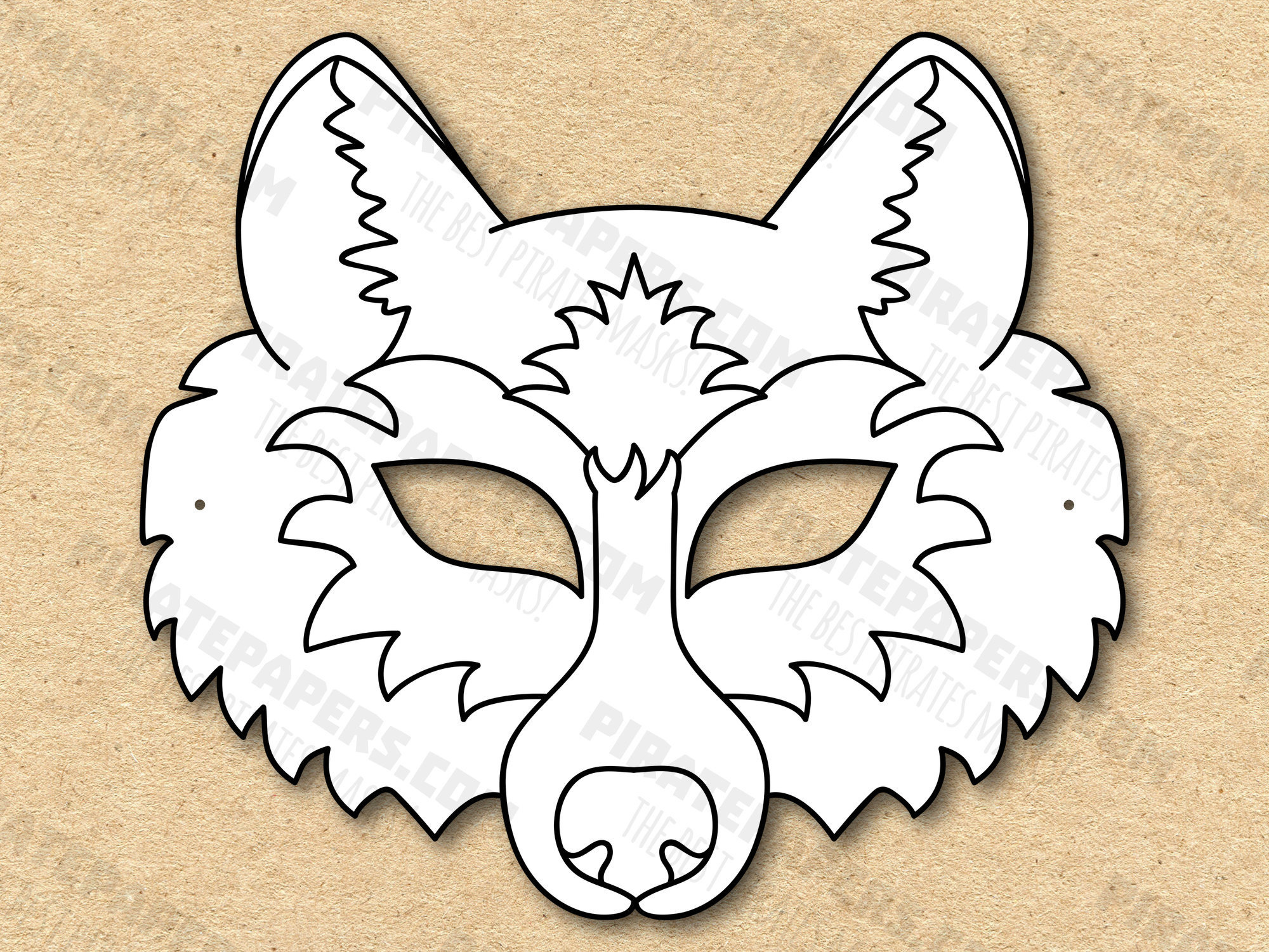 Wolf Maske Ausmalen, Papier Diy Für Kinder Und Erwachsene. Pdf for Free Printable Wolf Mask