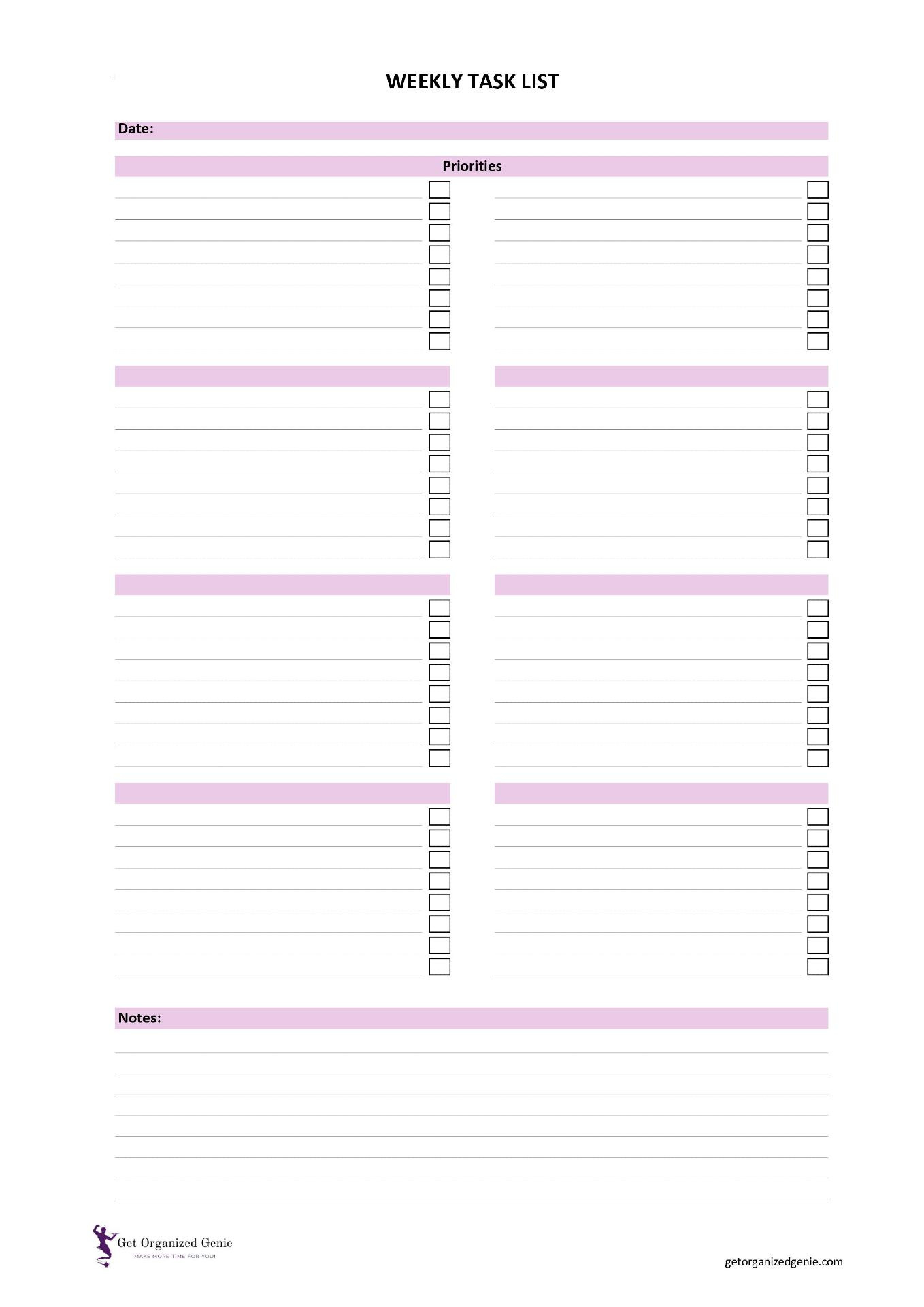 Work Planner Printables To Boost Productivity! throughout Free Printable Task Organizer