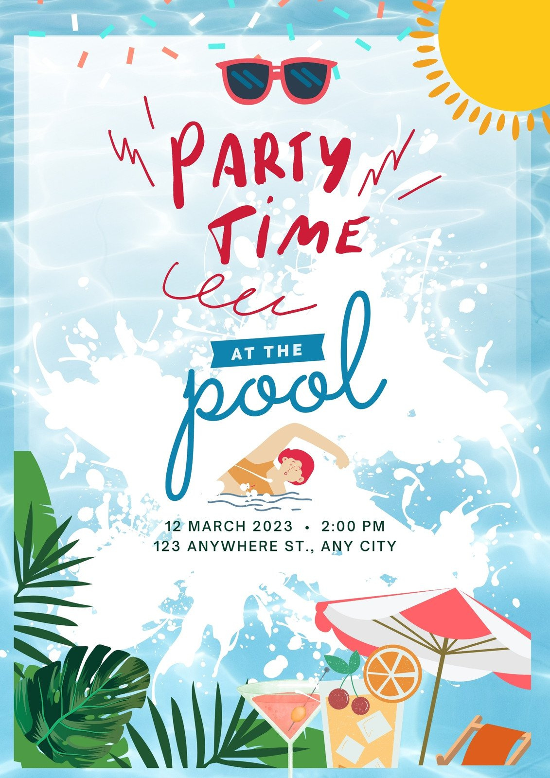 Work Pool Party Free Pool Party Flyer Templates To Edit And Print in Pool Party Flyers Free Printable