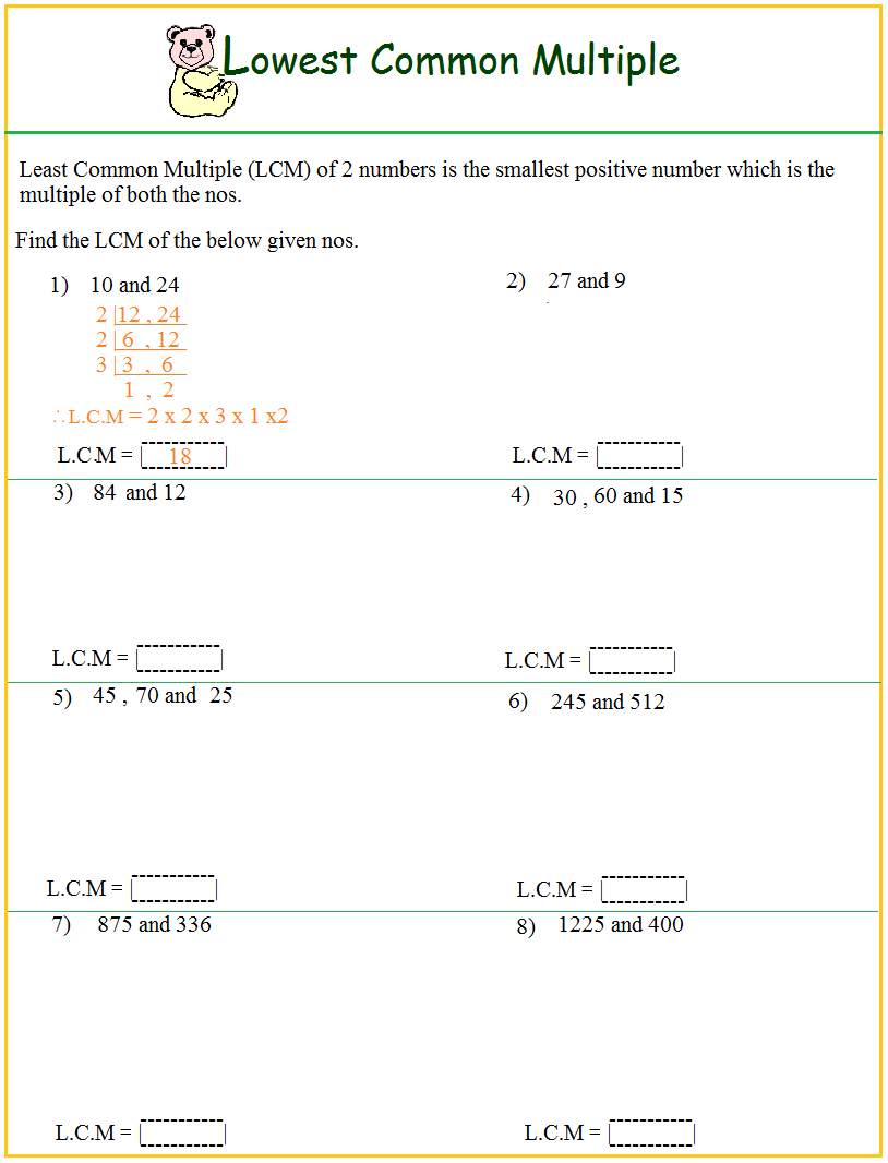 Worksheet On Lcm - Worksheets Library with regard to Least Common Multiple Worksheet Free Printable