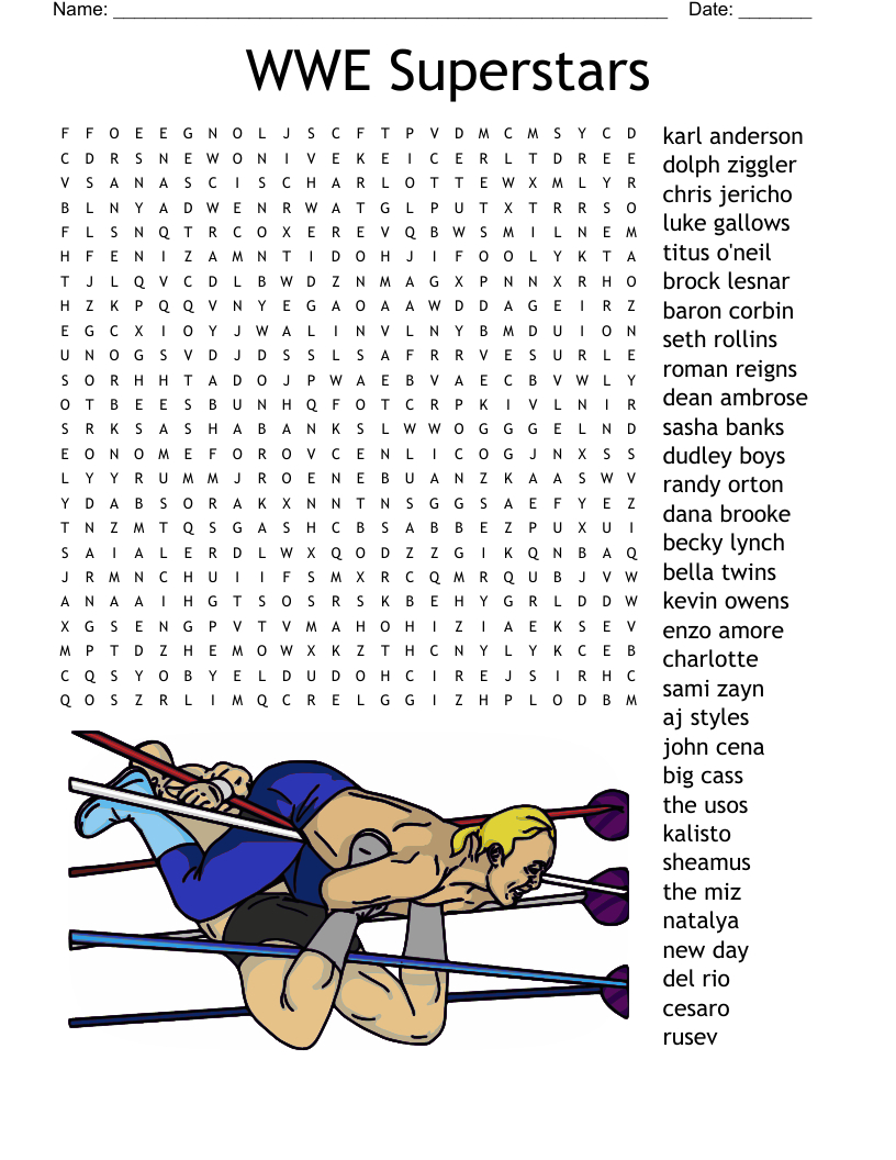 Wwe Superstars Word Search - Wordmint in Free Printable Wwe Word Search