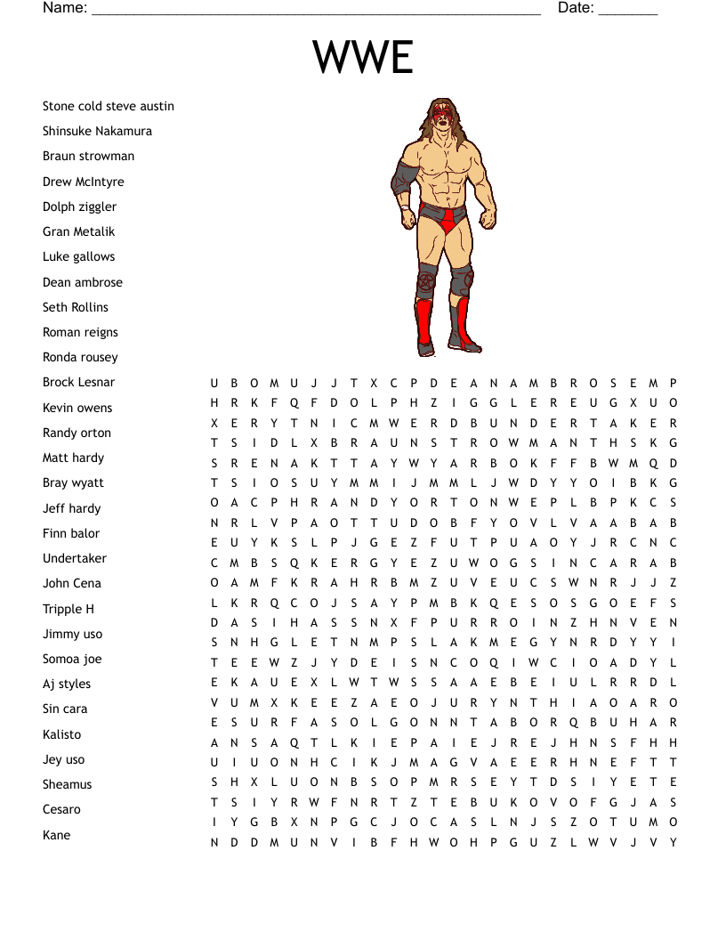 Wwe Word Search - Wordmint inside Free Printable Wwe Word Search