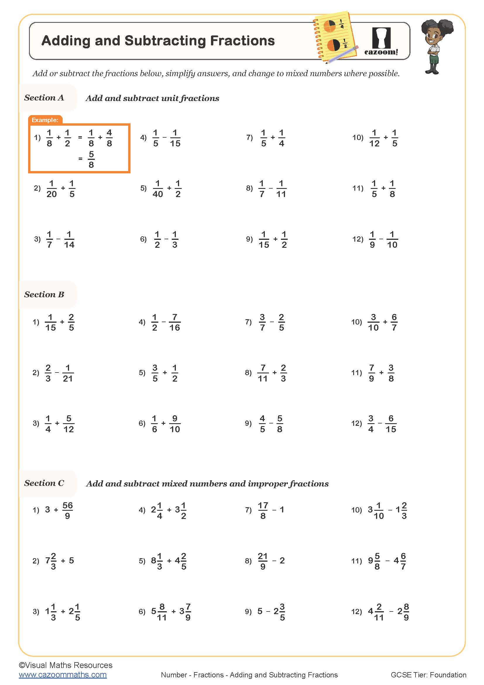 Year 8 Fractions Worksheets | Pdf Printable Year 8 Fractions pertaining to Free Printable Fraction Worksheets Ks2