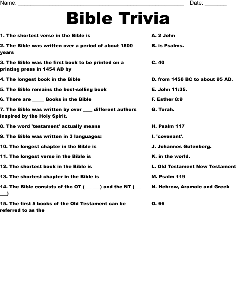 Youth Bible Trivia Questions - 10 Free Pdf Printables | Printablee throughout Free Bible Questions And Answers Printable