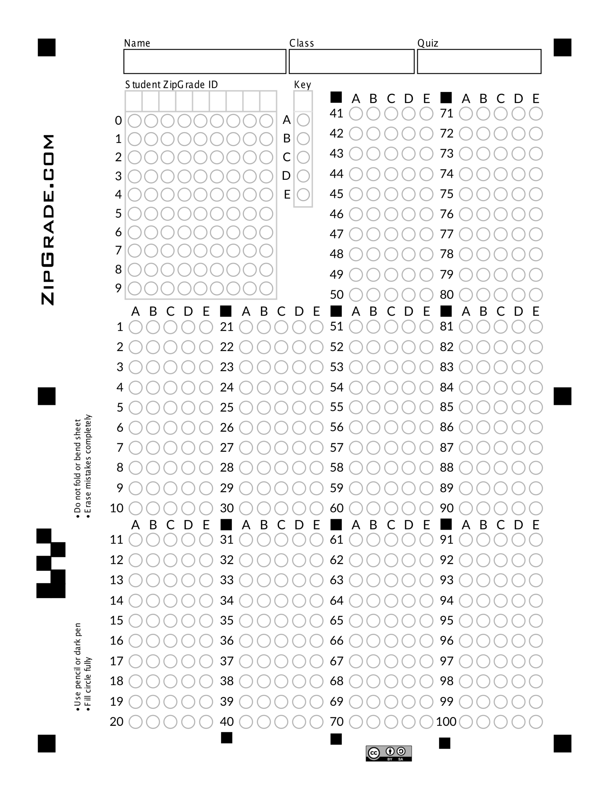 Zipgrade: Answer Sheet Forms with Free Printable Bubble Answer Sheets